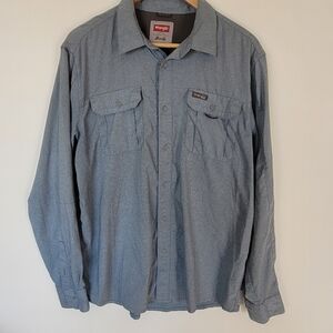 Wrangler Outdoor Series Blue Long Sleeve Shirt Size L Lightweight
